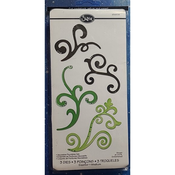 Sizzix Sizzlits DECORATIVE FLOURISHES SET 3 Dies #656538 Ellison - Picture 1 of 2